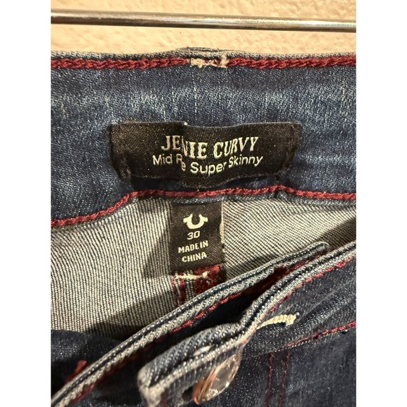 True Religion Crystal Skinny Jeans Womens 30 Blue Denim Mid-Rise Jennie Curvy - Picture 3 of 10